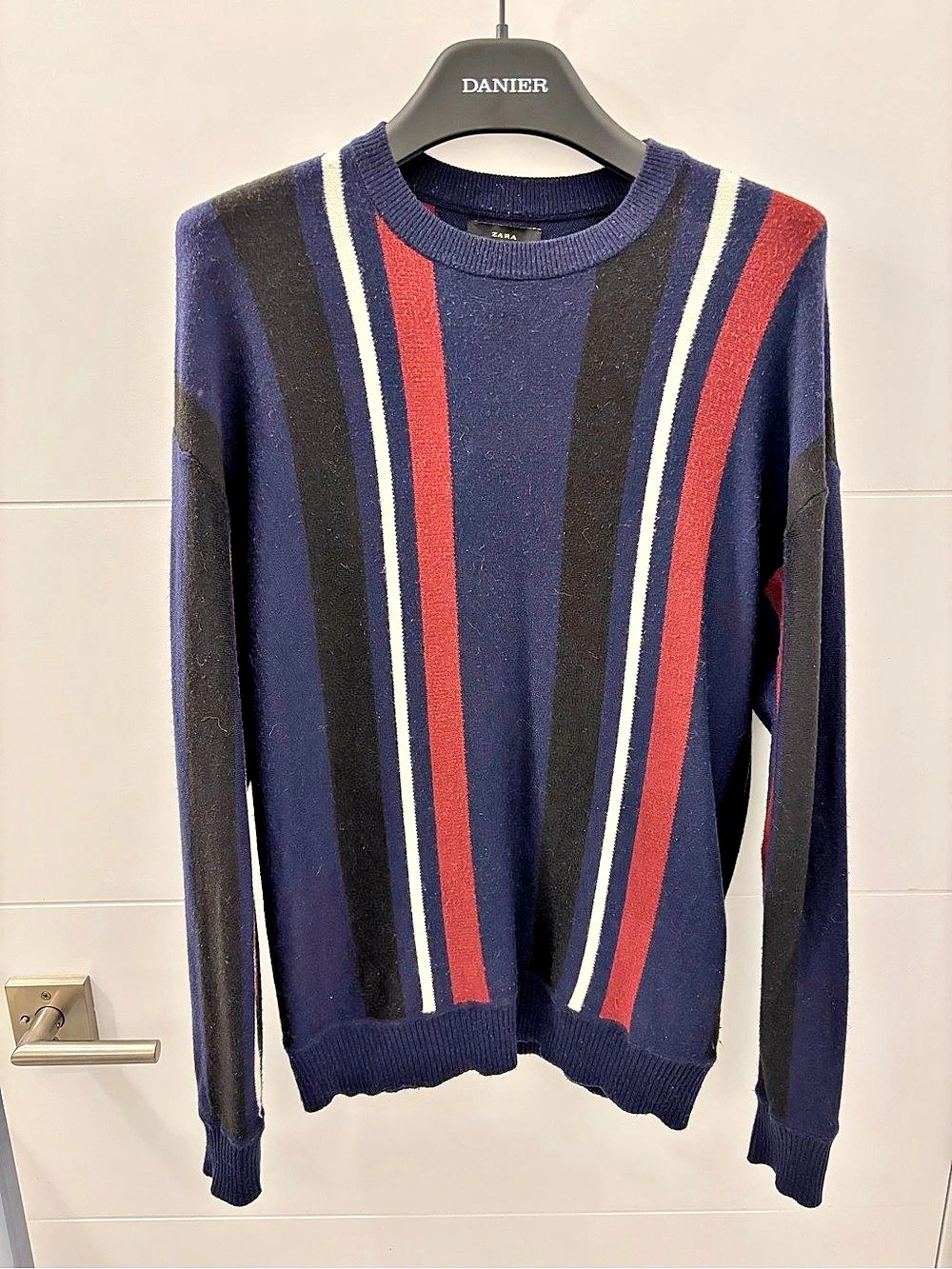 Zara Striped Crewneck Sweater in Blue & Red